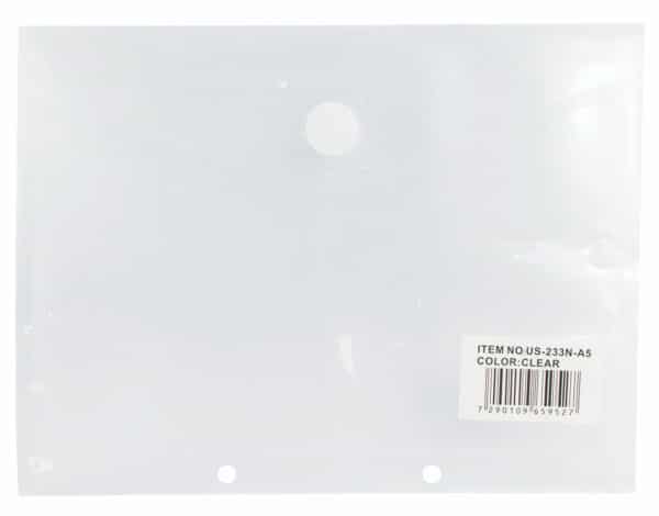 תיקיית אחסון לקלסר סגירת סקוץ' + חורים - גודל A5 - צבע שקוף (מארז 10 יחי')